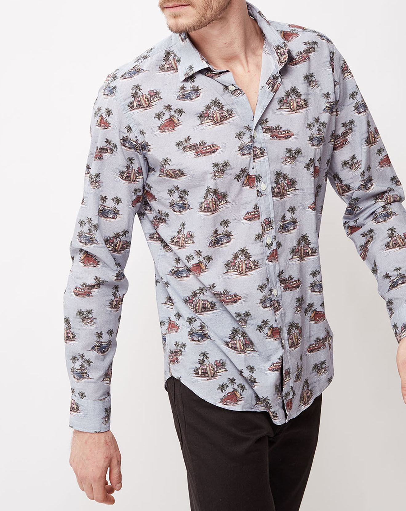 Hartford Chemise Slim fit Sammy avec imprimé bleu/multicolore