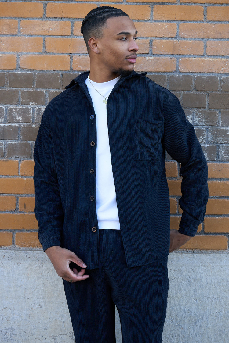 Ensemble chemise + pantalon large noir