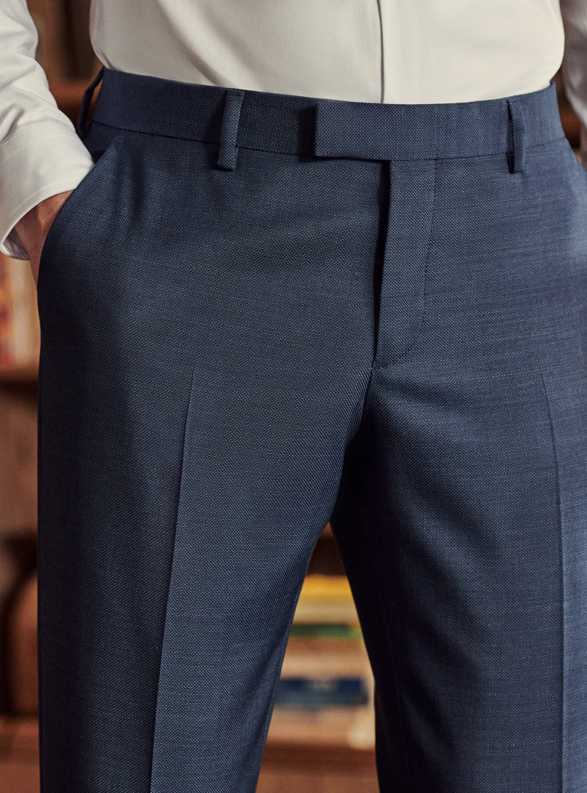 Pantalon de Costume en laine Jones Blue Melanged