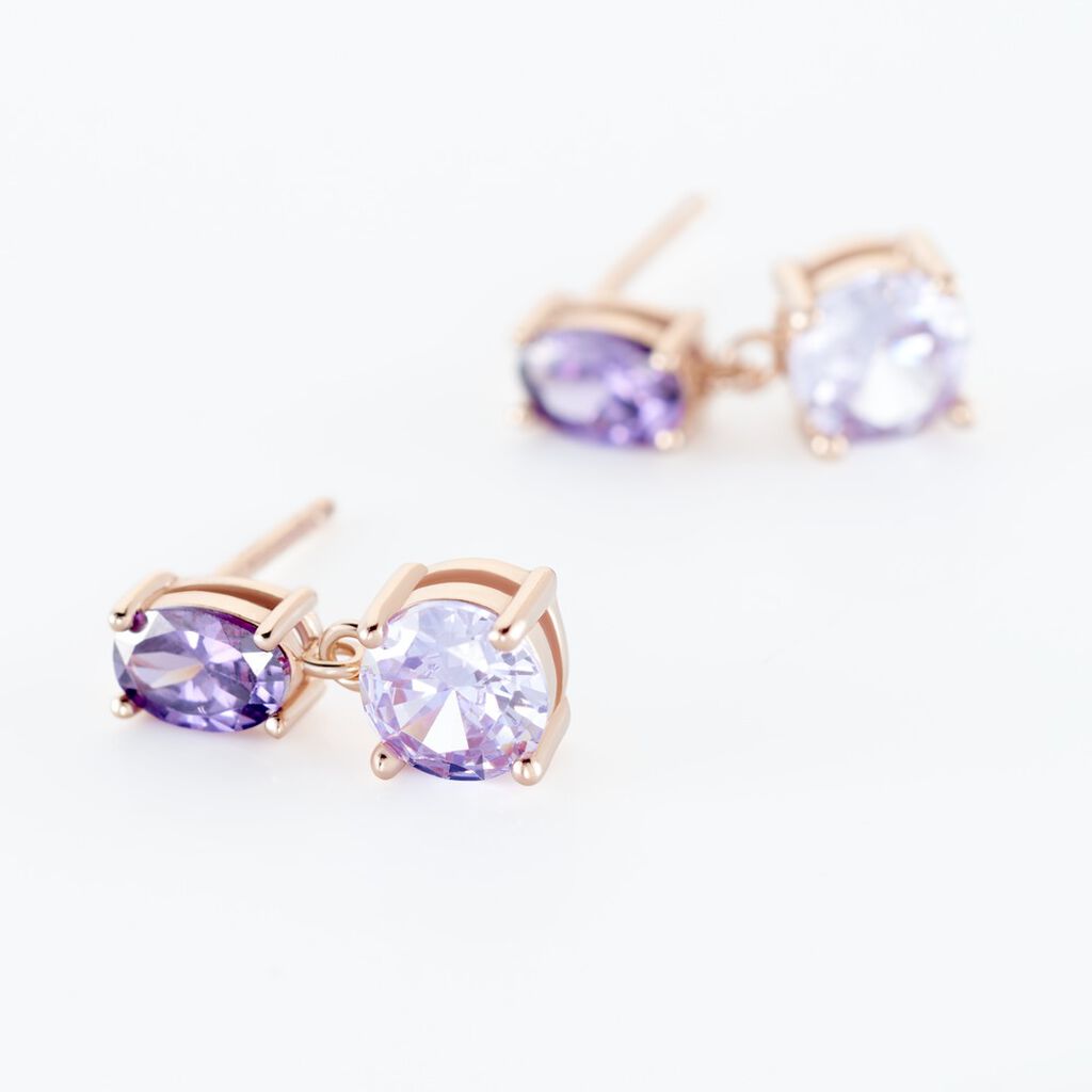 Boucles D'oreilles Pendantes Argent Rose Brenna Oxydes De Zirconium