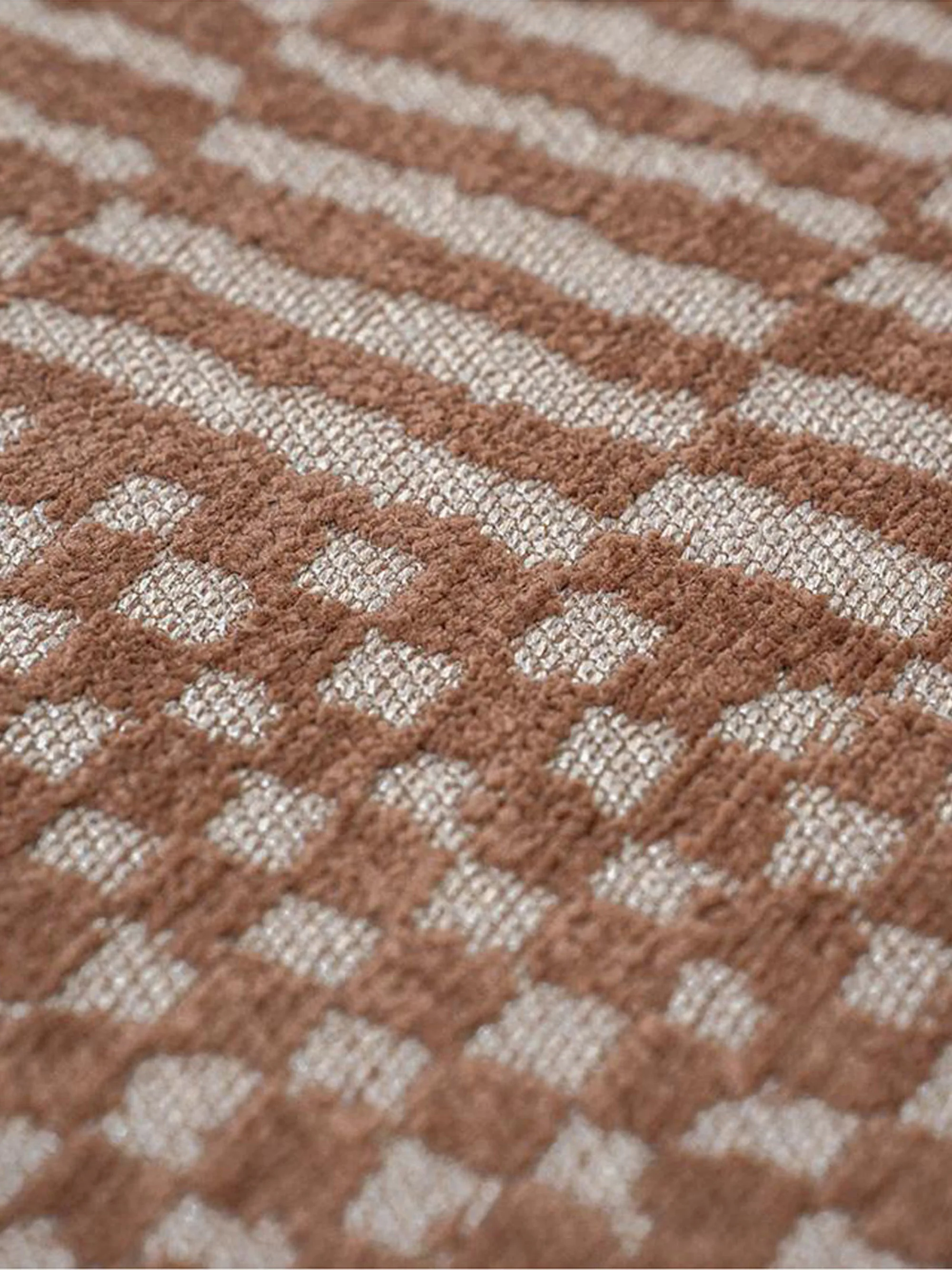 Rond jacquard in- & outdoor vloerkleed Berber, wasbaar
