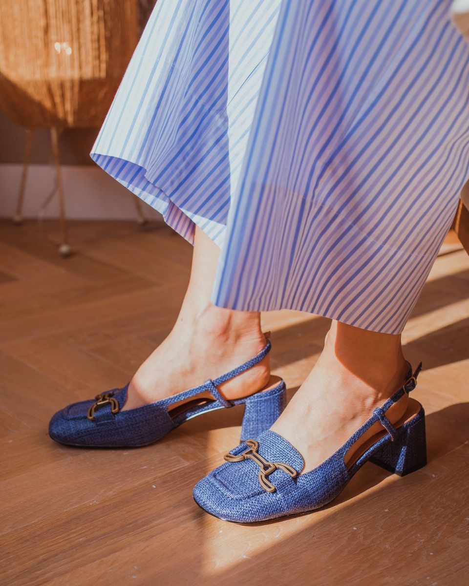 Bibi Lou Renee Blauw Slingbackloafers