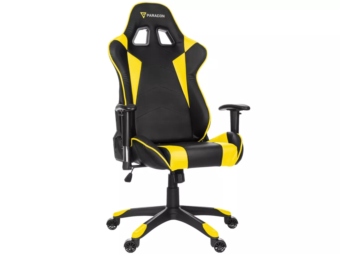 Paracon Knight Fauteuil de gamer avec oreiller cervical et soutien lombaire, jaunes.