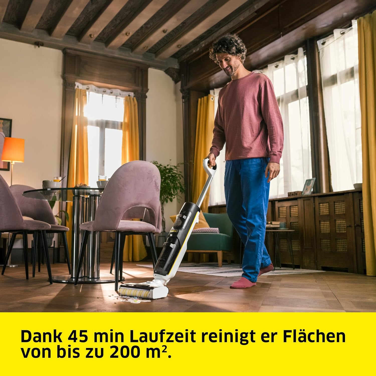 Kärcher Saugwischer FCV 4, kabelloser Saugwischer mit 4 Reinigungsmodi, Akkulaufzeit: ca. 45 min, Flächenleistung pro Akkuladung: ca. 200 m², Weiß/Schwarz