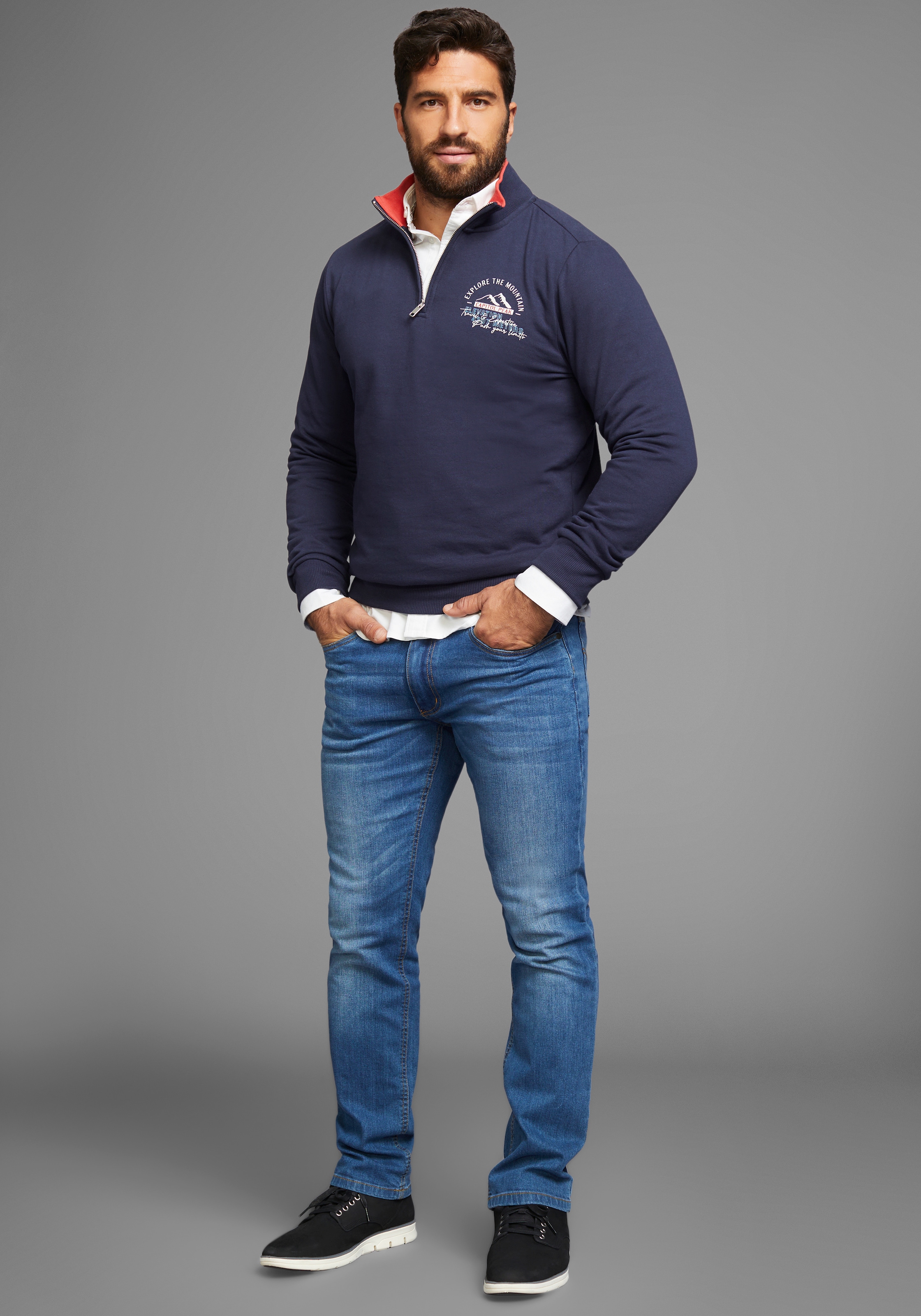 Man's World Sweatshirt , mit Kontrastkragen - Neue Farben