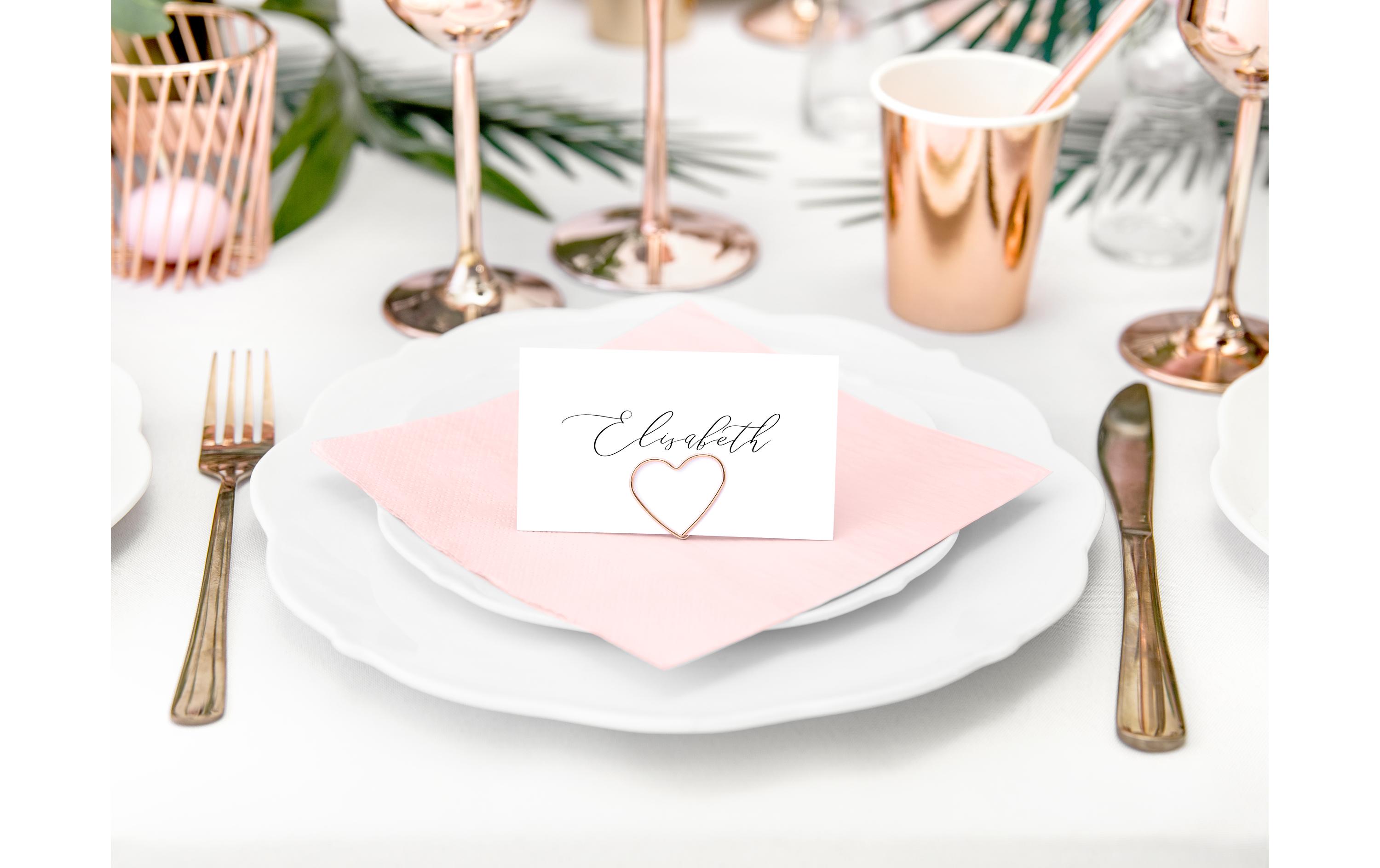 Tischkarte Halter Herz 2.5 cm, 10 Stück, RosegoldTischkartenhalter für den gedeckten Tisch an der Hochzeit und Festen wie Geburtstagspartys oder Silvester