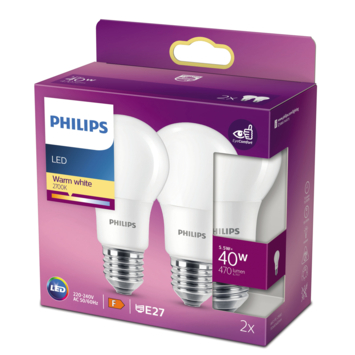 Philips LED peer E27 40W 2 stuks mat niet dimbaar