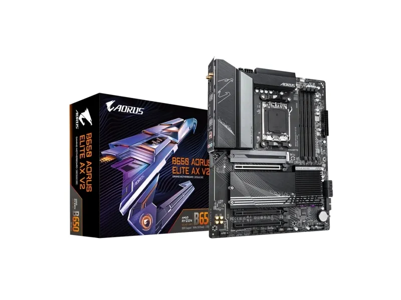 Gigabyte B650 AORUS ELITE AX V2 - Bundkort - ATX - Socket AM5 - AMD B650 Chipset - USB 3.2 Gen 2, USB 3.2 Gen 1, USB-C 3.2 Gen2, USB-C 3.2 Gen 2x2 - 2.5 Gigabit LAN, Wi-Fi 6, Bluetooth - onboard grafik (CPU påkrævet) - HD Audio (8-kanaler)