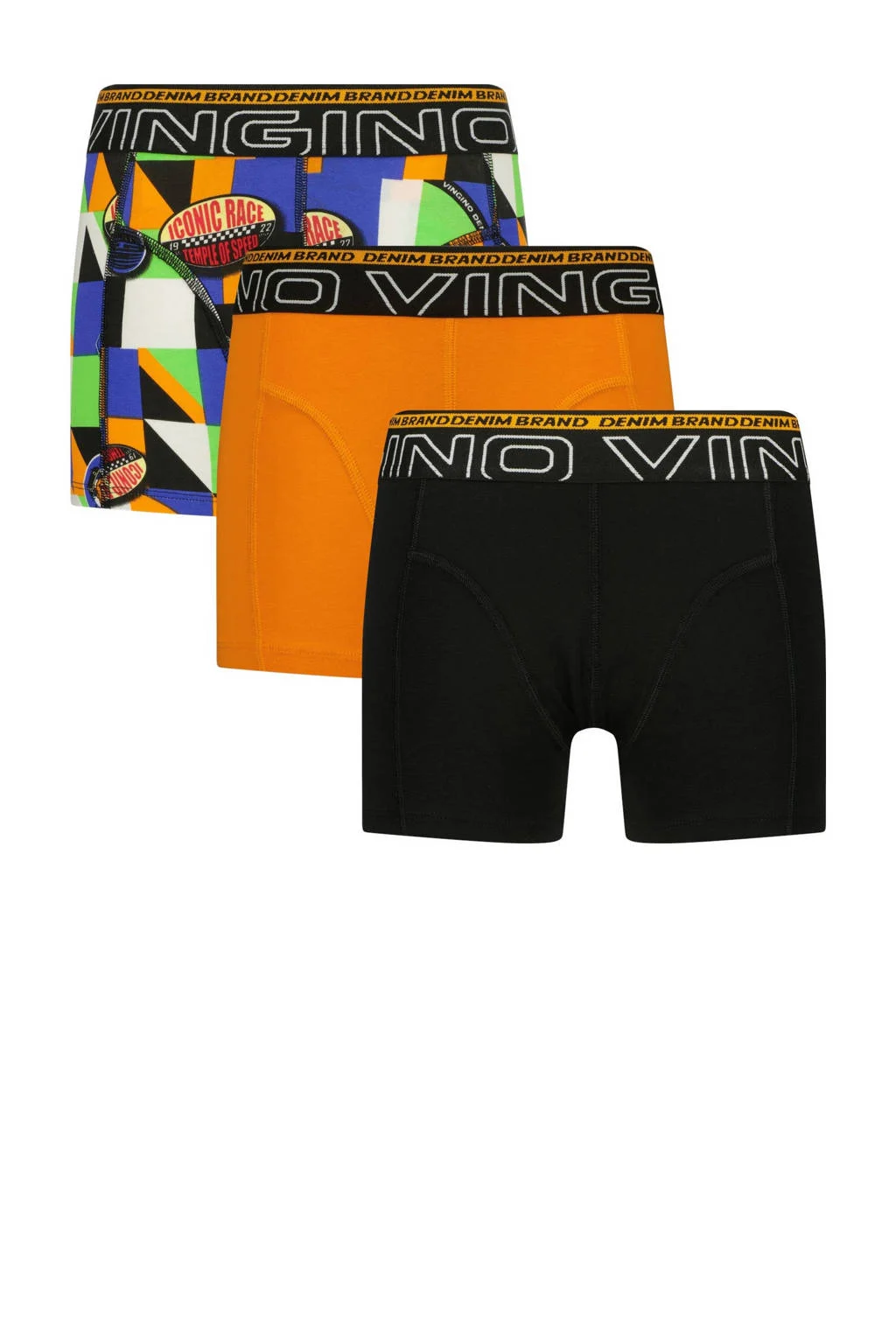 Vingino boxershort - set van 3 zwart/oranje/groen