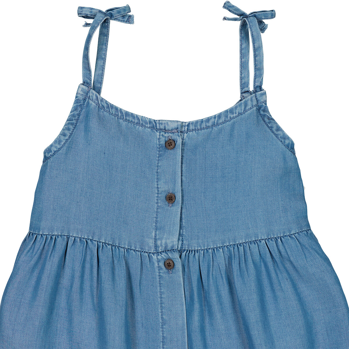 COLEÇÕES LA REDOUTE<br>Vestido com alças delicadas em denim claro