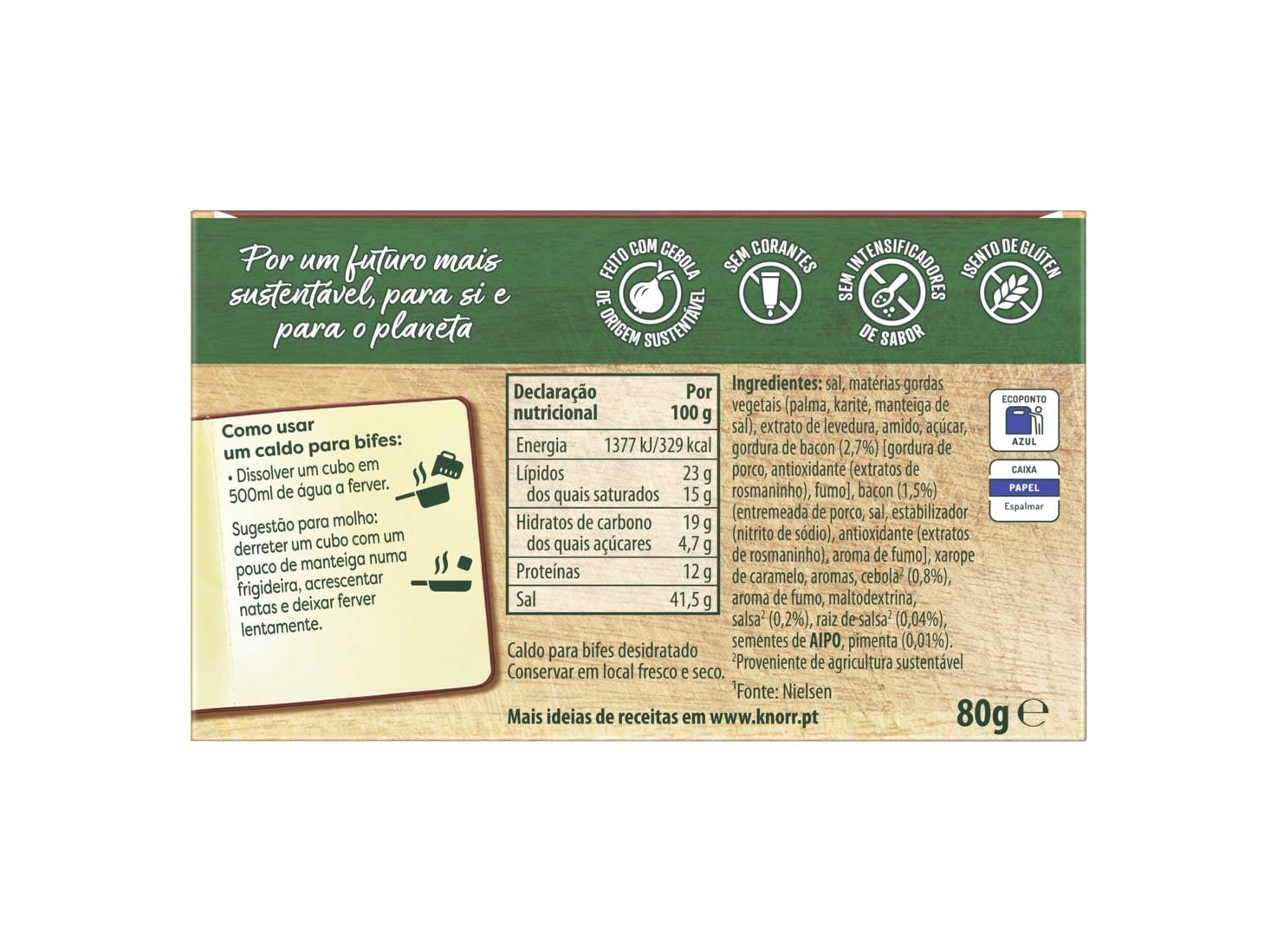 CALDO KNORR PARA BIFES 8 CUBOS 80G