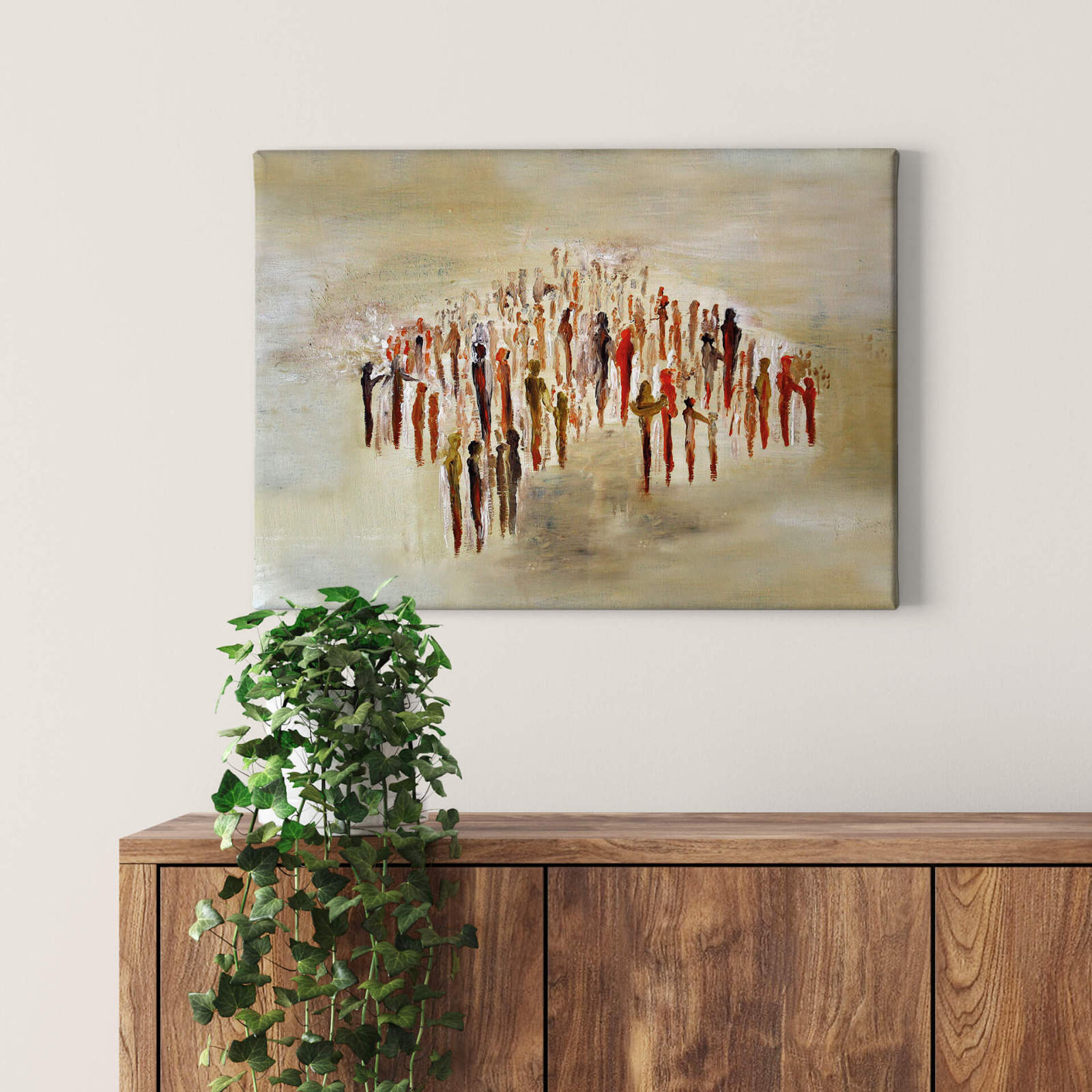 Leinwandbild MENSCHENMENGE - braun-beige - 70x50 cm