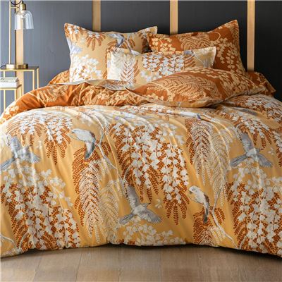 Linge de lit motif feuillage et oiseaux - BECQUET CRÉATION