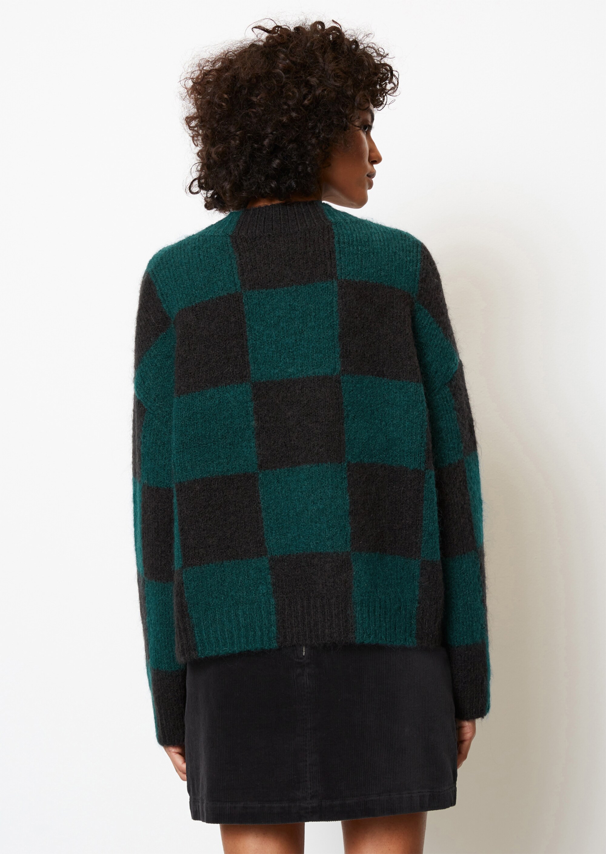 Softer Schachbrett-Pullover oversize aus Schurwolle-Mohairwolle-Mix