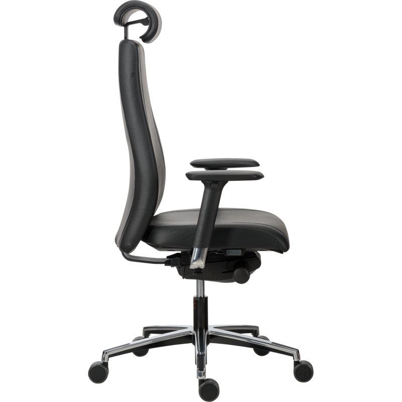 Fauteuil de bureau Victoria cuir - avec accoudoirs, appui-tête et soutien lombaire - Mécanisme Synchrone - Pied noir