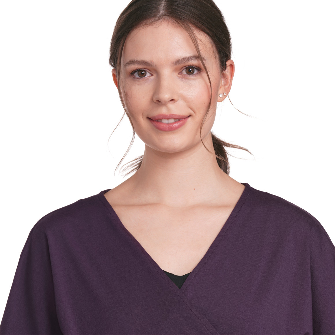 Gina Sports Damen Yoga-Wickelshirt mit Modal dunkellila
