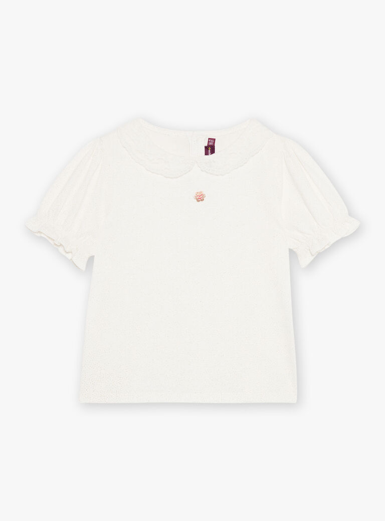 T-shirt écru à col Claudine