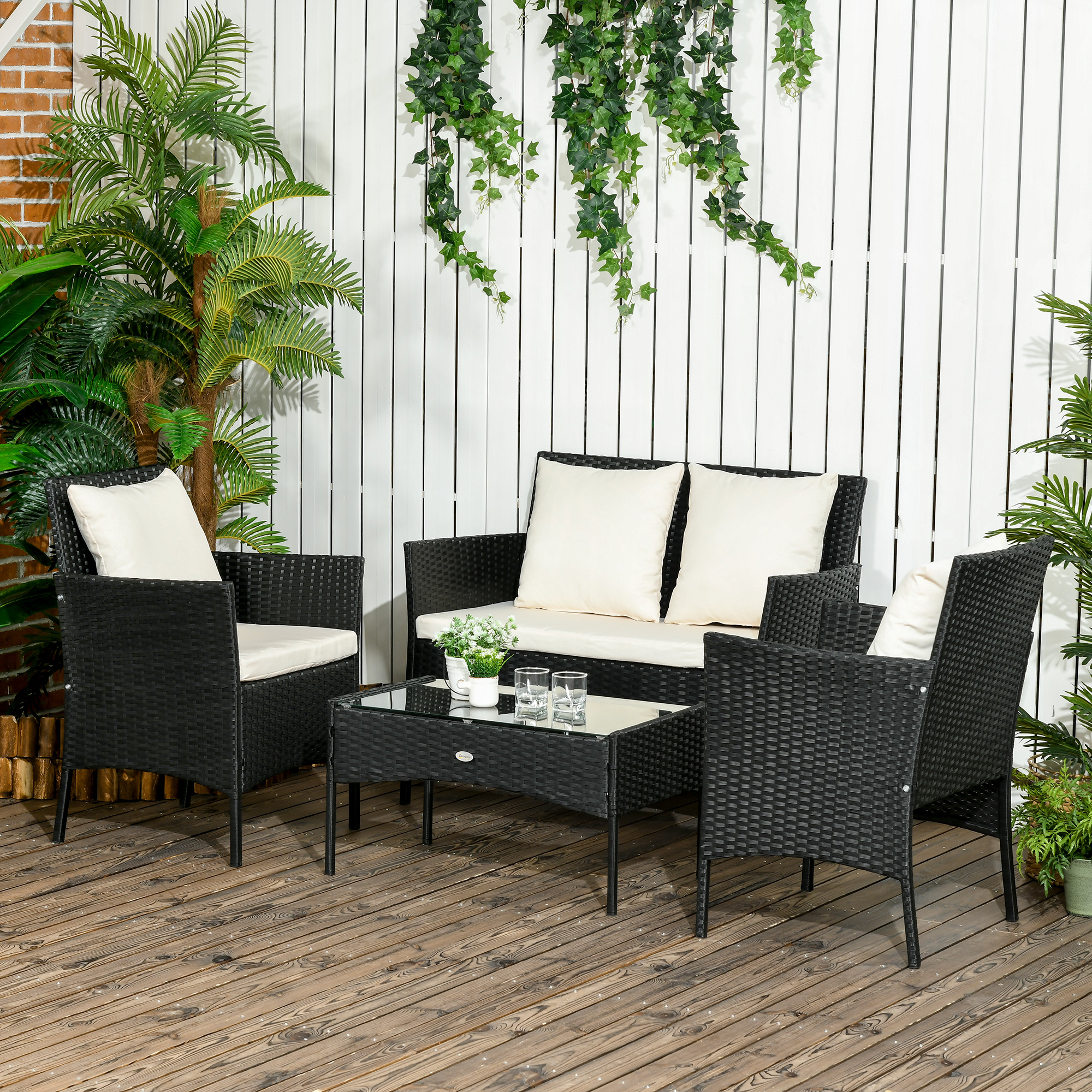 Móveis de jardim pretos Outsunny