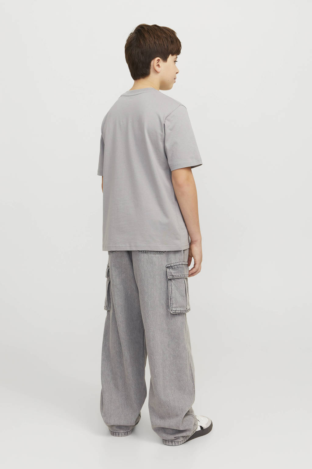 JACK & JONES T-shirt JJESTAR met tekst grijs