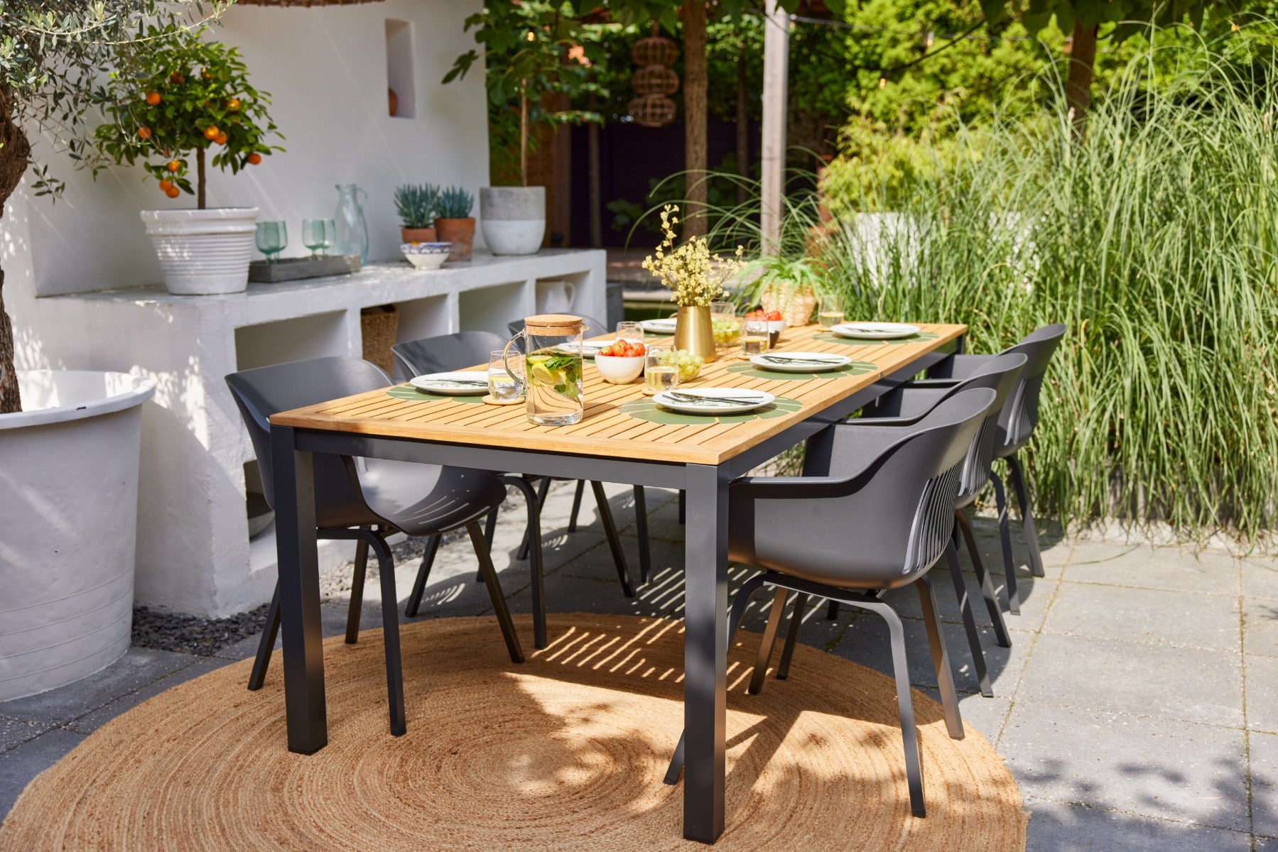 Hartman Sonata tuintafel teak â antraciet 220 x 100 cm.