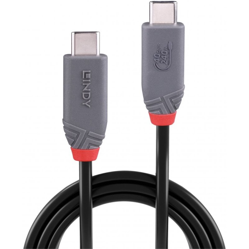 Lindy Câble USB4 Type C de 2m, 40Gbit/s, 240W PD, gamme Anthra