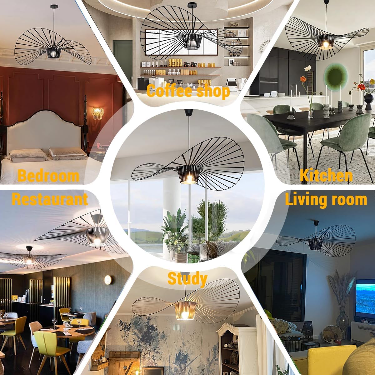 Vertigo Lampe Schwarz 200CM Modern Vintage Pendelleuchte Hängend Hängelampe Geeignet FüR Esstisch Wohnzimmer Schlafzimmer Hängeleuchte, Max 40W