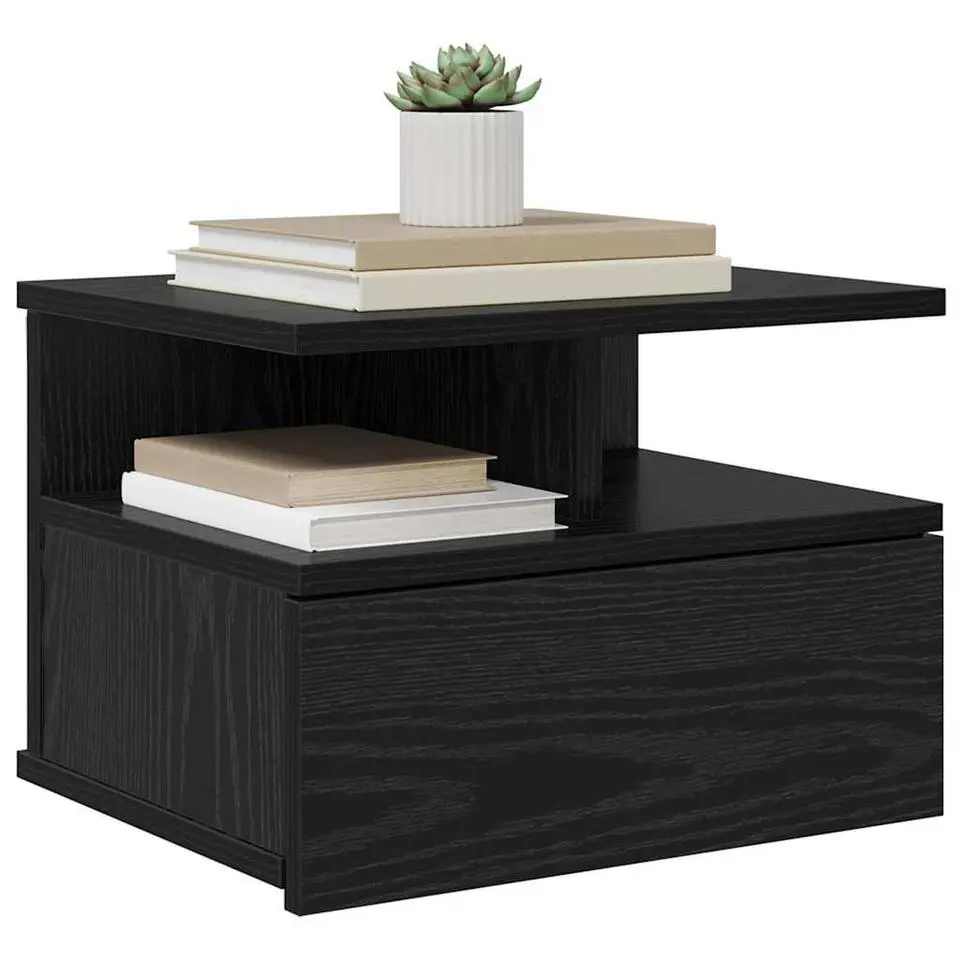 vidaXL - Zwevend Nachtkastjes met lade - Zwart eiken - 40x31x27 cm - 2 stuks