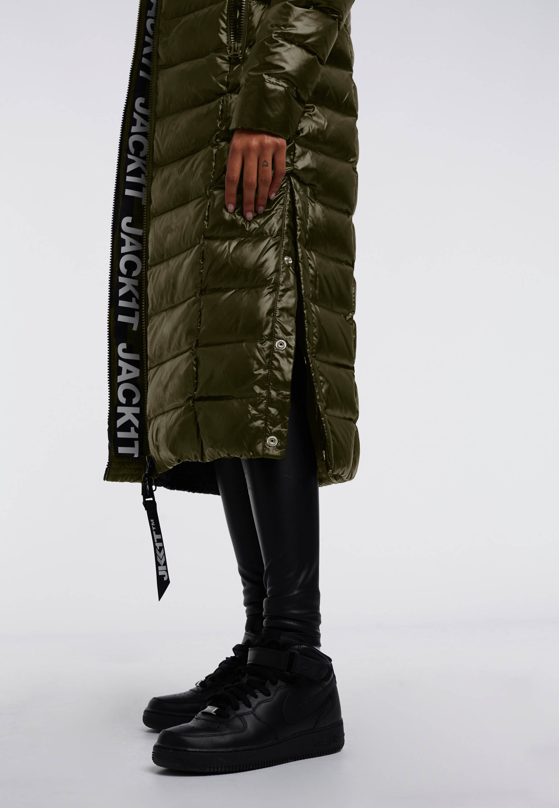 R3D Slick Coat Extra Long Dame Olive