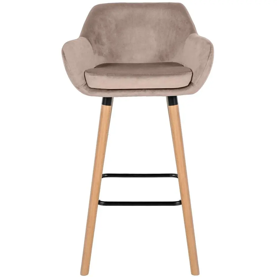 CLP Set van 2 Barkruk Grant natura Frame - Fluweel - licht grijs