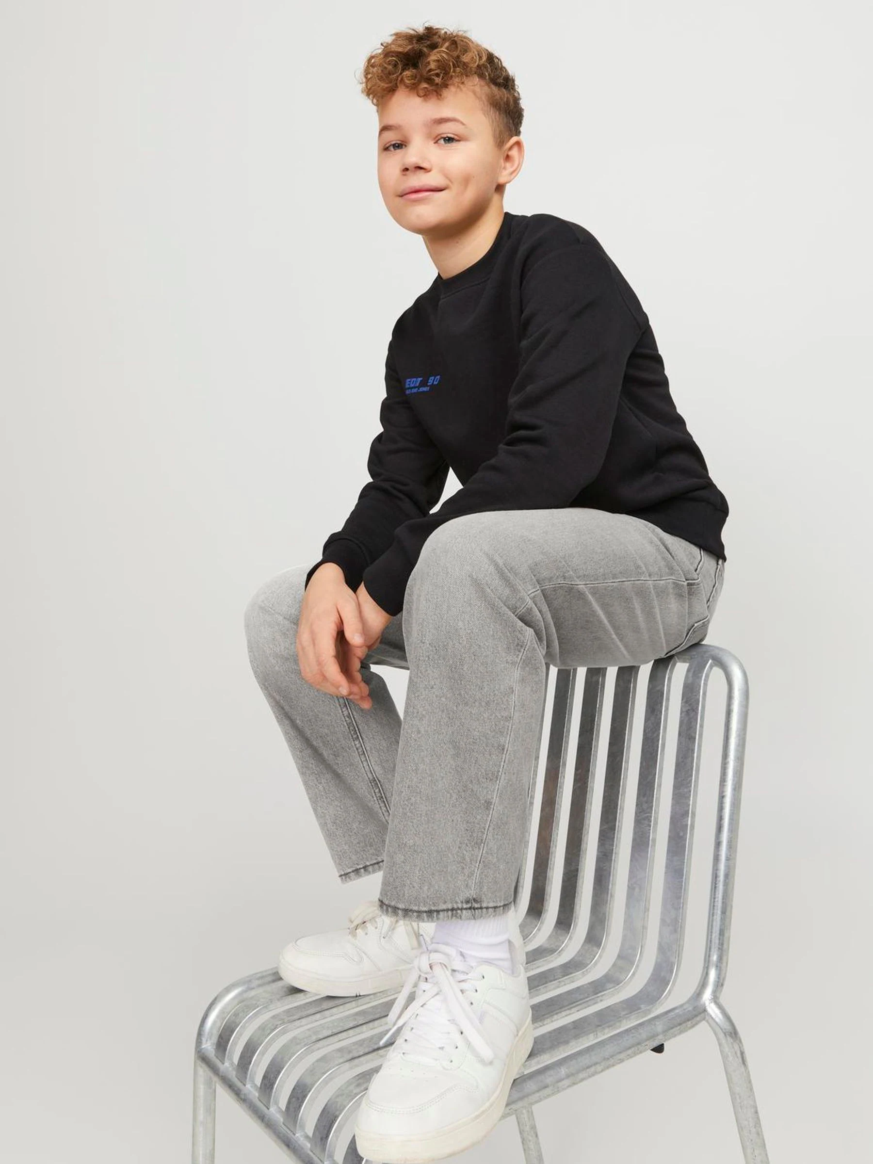 Grijs - JACK & JONES Junior Chris Relaxed Fit Black Jeans