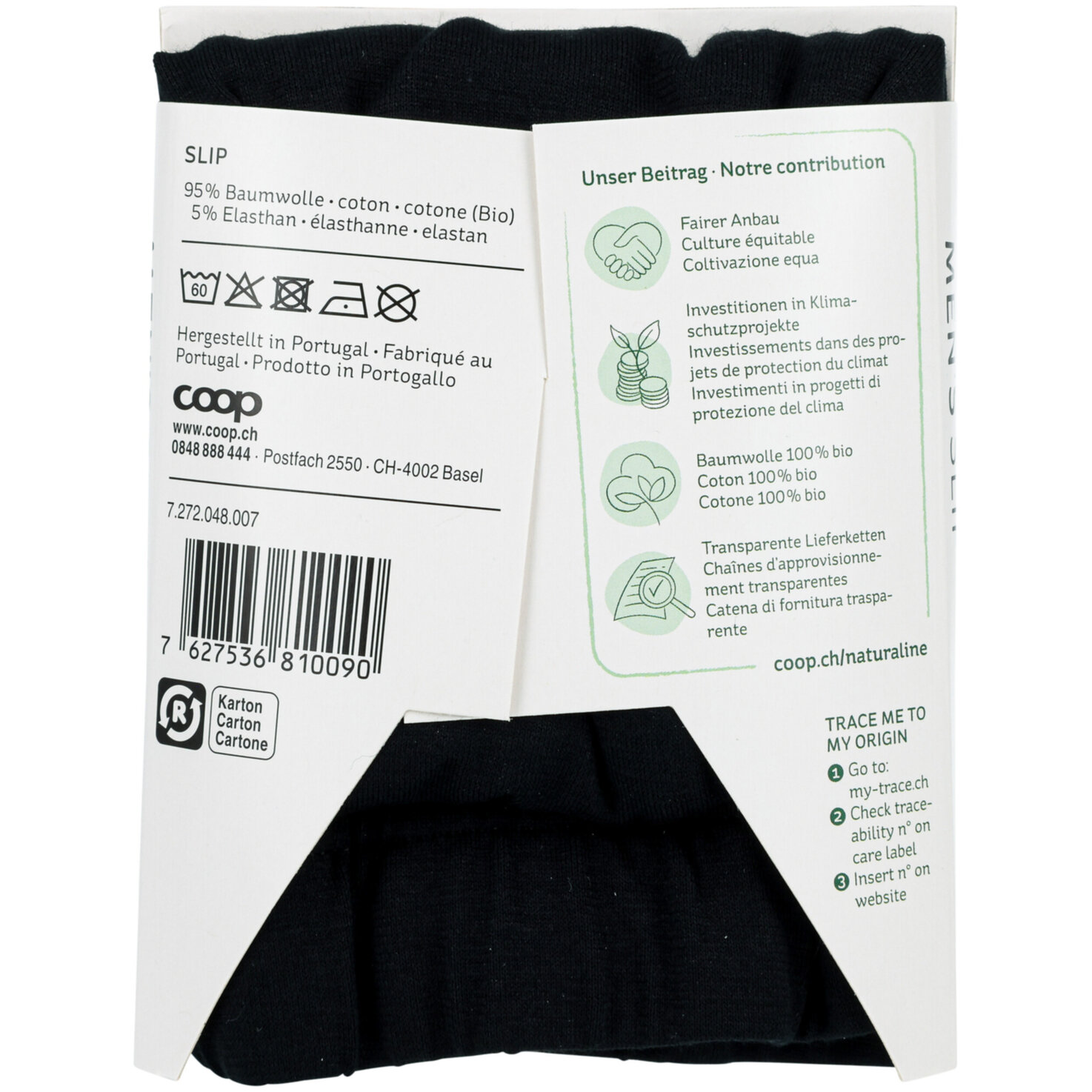 Naturaline Textil Herren Slip schwarz L