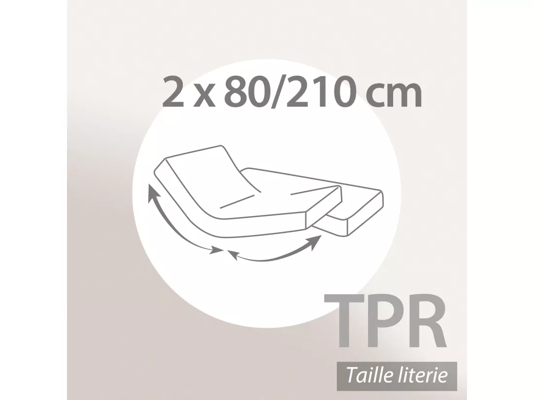 Protège matelas imperméable 2x80x210 cm lit articulé TPR bonnet 30cm ARNON molleton coton contrecollé polyuréthane