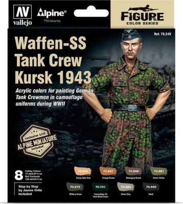 Vallejo - Figur Maling Sæt - Waffen-Ss Tank Crew Kursk 1943 - 1:35 - 8X17 ML