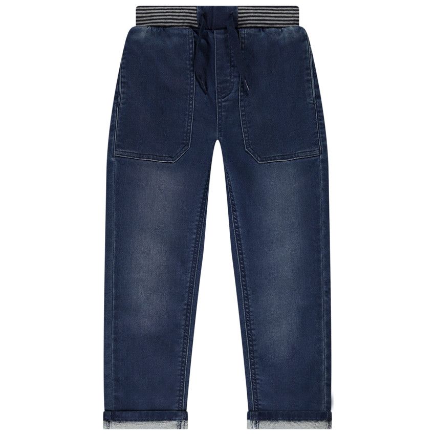 Jean droit à taille élastiquée pour garçon - Bleu moyen