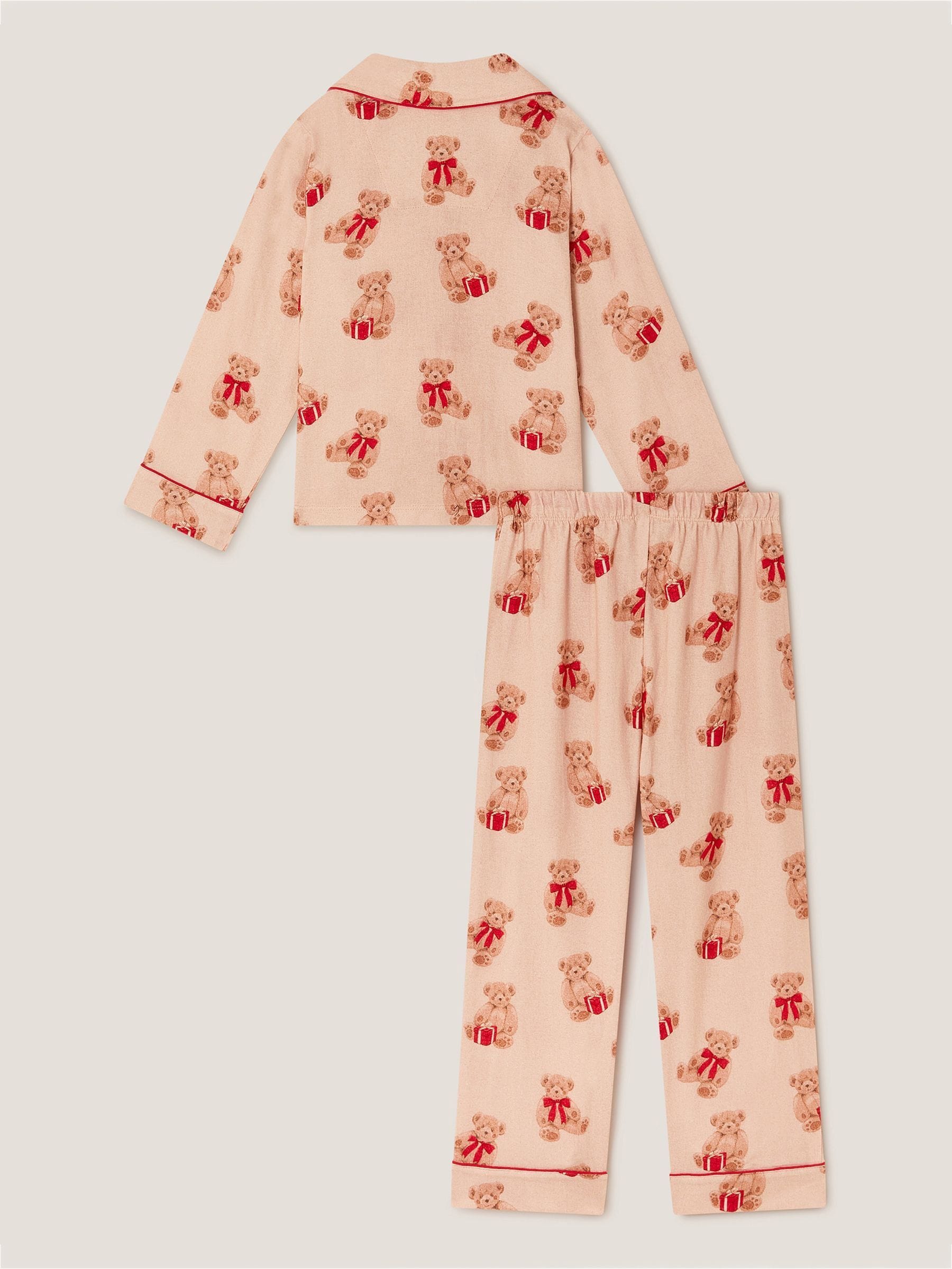 Monsoon Teddy Bear Print Long Christmas Pyjamas Set