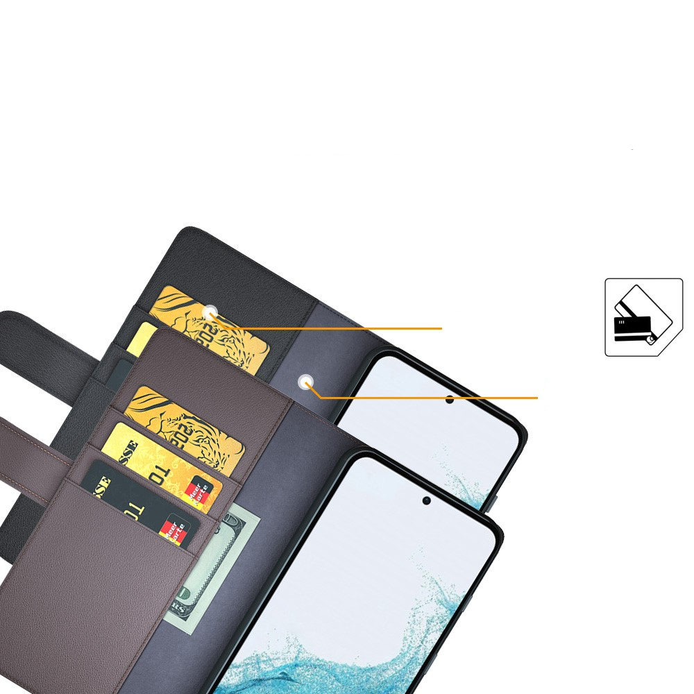 Samsung Galaxy A54 5G Echtleder Tasche Flip Cover mit Kartenfächer - Schwarz