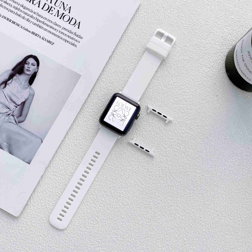 Apple Watch (49/46/45/44 mm) Ersatz Silikon Sport Armband Grip (Gelenkumfang: 175-230mm) - Weiss