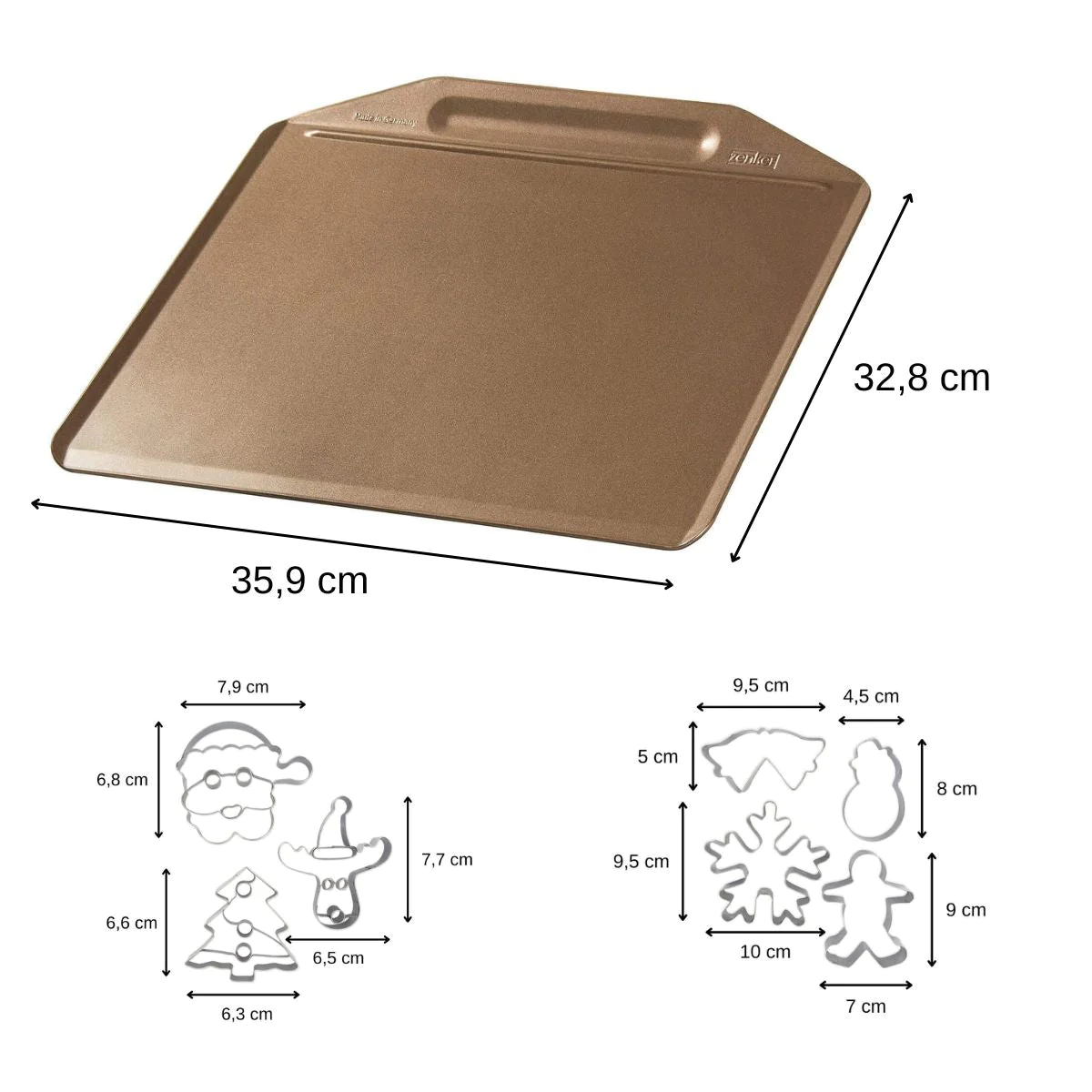 Plaque de cuisson au four sans rebords et 7 emporte-pièces de Noël Zen