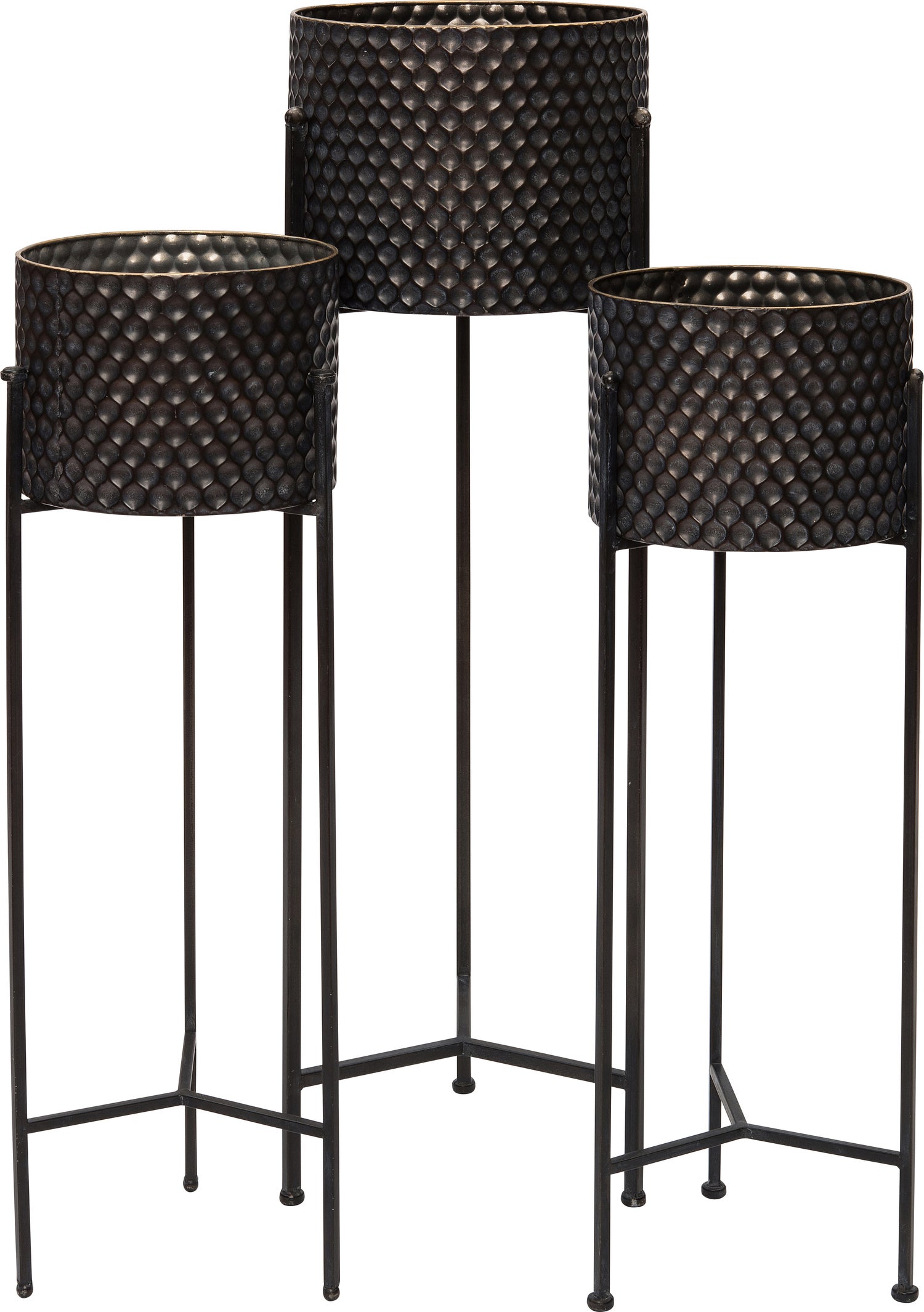 Intratuin bloempot op poten Nela 27 x 25,5 x 81 cm zwart / goud