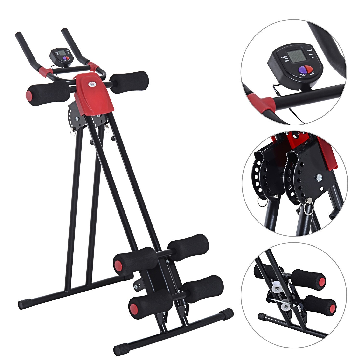 HOMCOM Bauchtrainer mit LED Display schwarz, rot 90 x 54 x 93 cm (LxBxH)