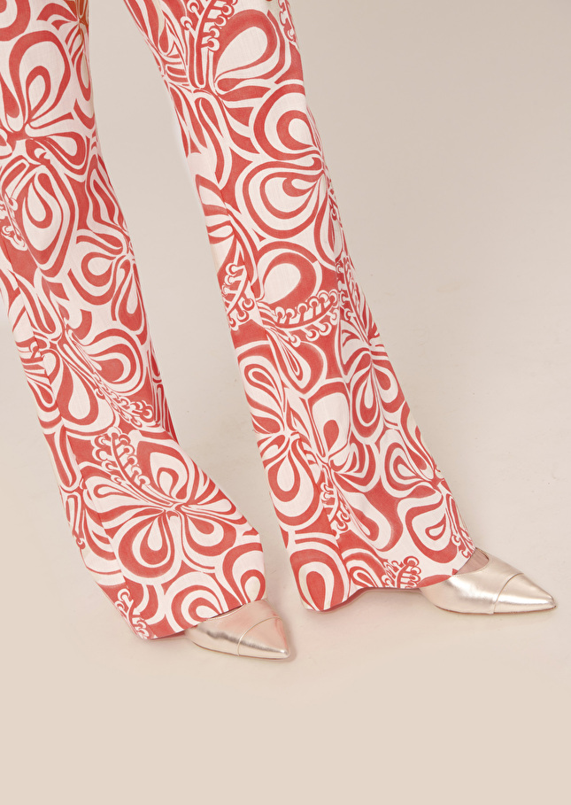 Pantalon Prosperécru à motif graphique corail