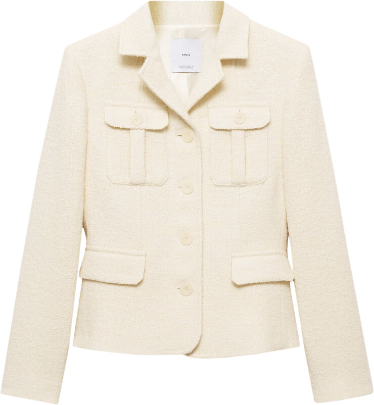 MANGO Blazer tweed pockets Light beige