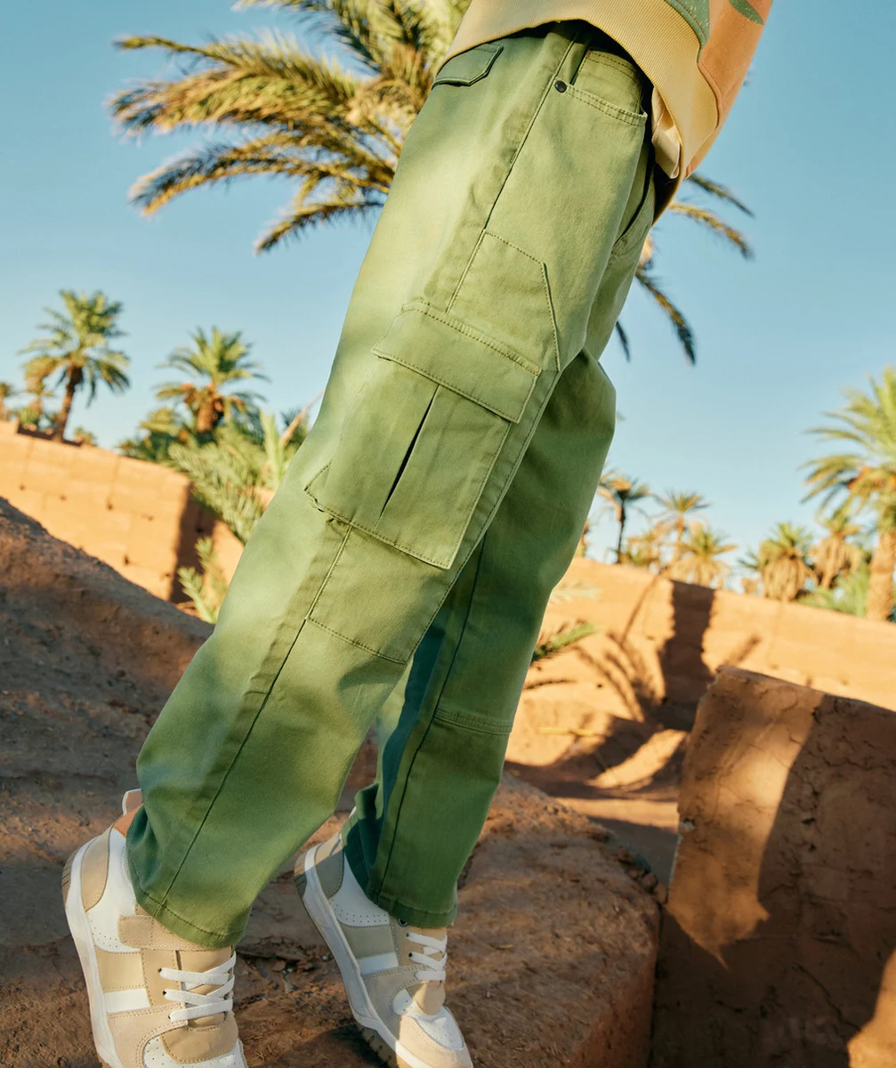 PANTALON BAGGY GARÇON VERT