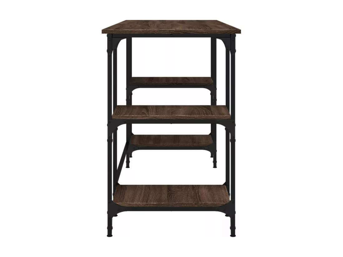 Bureau chêne marron 140x50x75 cm métal et bois d'ingénierie