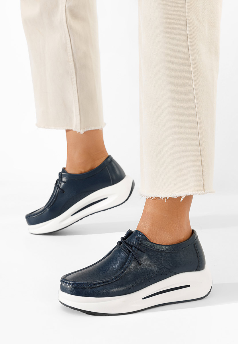 Mocassins femme en cuir marine Albeida V2