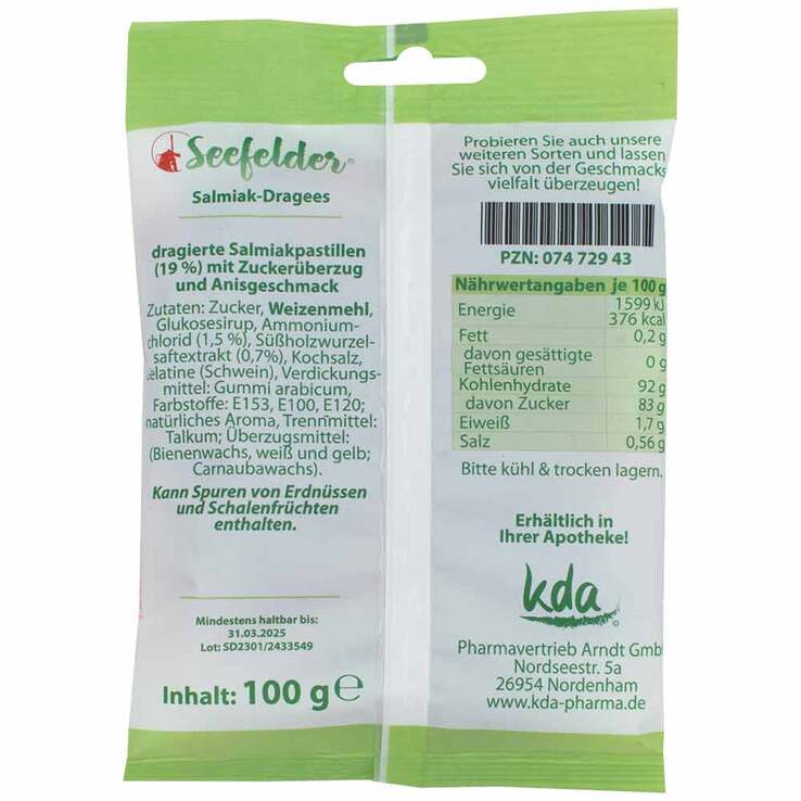 Seefelder Salmiak Dragees KD, 100 g