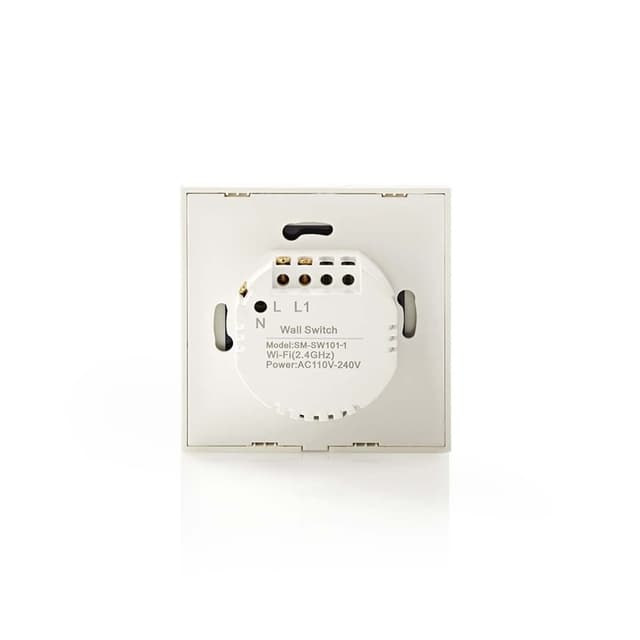 Nedis SmartLife Vægkontakt | Wi-Fi | Enkelt | Vægbeslag | 1000 W | Android™ / IOS | Glas | Hvid