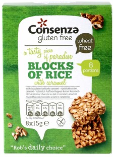 Consenza Rijstblokken met Caramel 120GR