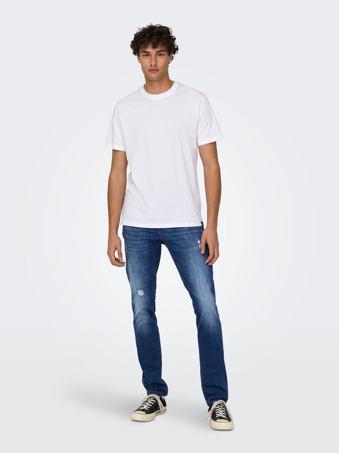 ONSLOOM Mid Rise Slim Fit Jeans Medium Blue Denim