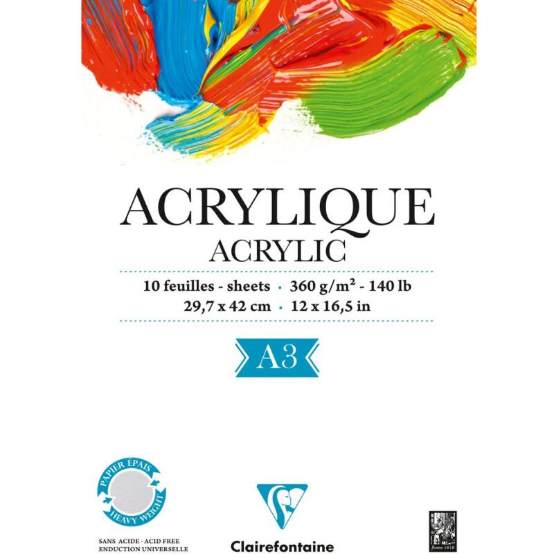 Acrylique bloc collé 1 côté 10F A3 360g
